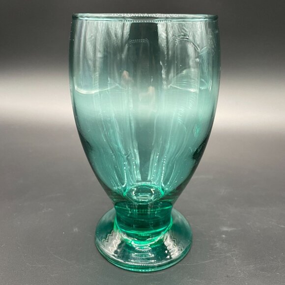 Vintage Turquoise Drinking Glasses Green Glass Water Tumblers Cristar Lexington - Picture 4 of 8